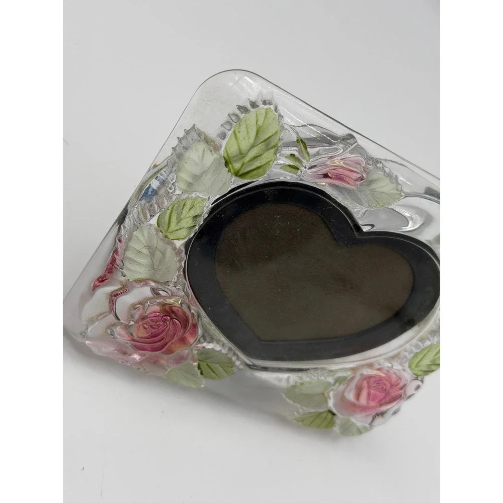 Home Beautiful Rose Pearls Crystal Heart Picture Frame Pink Floral Japan 5x4